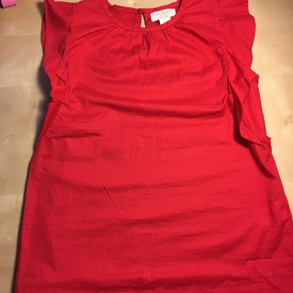 Red Kate spade shirt with ruffles on the side - Picture 1 of 3